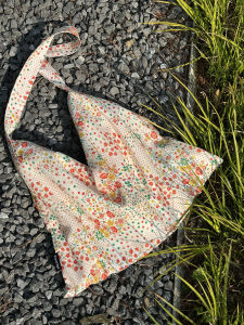 Spring  Floral Cotton Tote Bag Lightweight Lazy Countryside Style Single Shoulder Bag for Beach Casual Scenarios