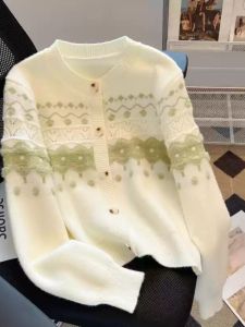 นุ่ม Fufu เสื้อสเวตเตอร์ ผู้หญิง ดีไซน์ Sensation เฉพาะกลุ่ม ถัก คาร์ดิเกน แจ๊กเก็ตฤดูใบไม้ร่วง ฤดูหนาว สินค้าใหม่ สไตล์เกาหลี หลวม Fit