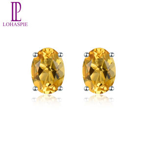 Lohaspie Jewelry Silver 925 Citrine Stud Earrings for Women Birthday Gift Genuine Green Chrome Diopside Amethyst Peridot Swiss Blue Topaz Birthstone Female