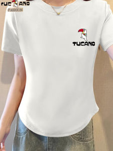 TUCANO 2025 New Summer White round Neck Pure Cotton Short Sleeve Loose Fashion Casual Versatile Short T Korean Style Commute