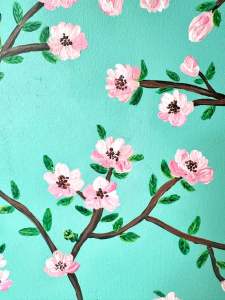 Original Acrylic Painting Pink Flowers