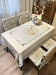 Thickened Cotton Linen Rectangular Dining Tablecloth Living Room Chair Cover Set Flower Bird Not Fading Tablecloth Home Textile
