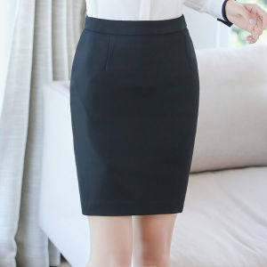 กระโปรงสั้นทรงเอเข้ารูปสีขาวดำ สไตล์ทำงานสำหรับผู้หญิง เอวธรรมชาติ กระโปรงทรง a ยาวปานกลาง ทรง O สำหรับใส่ไปทำงาน