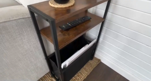 Narrow Side Table Wooden Bedside Table Storage Rack with Fabric Basket 3 Layer Sofa Side Tables Bathroom Shelf Organizer Space Savers