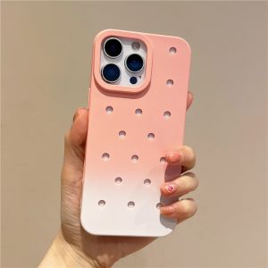 For Crocs Charms Silicone Cooling Hollow Hole Soft Candy Case For iPhone 16 15 14 Plus 13 Pro Max Solid Color Shockproof Cover