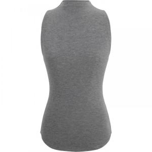 Summer Outerwear Backless High Neck Gray Fitted Short Vest