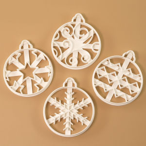 4 Pcs Christmas Cookie Cutter Mold - Star Snowflake Shape Fondant Icing Sugar Baking Molds for Christmas Tree Decorations