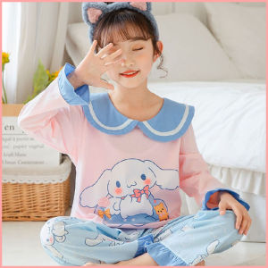Princess Style Long Sleeve Childrens Sleepwear Cotton Home Clothes Thin Air Conditioning Suit for Girls Autumn Cartoon Dog Design
