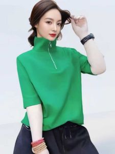 plus Size Womens Cotton T-Shirt Short Sleeve Fashionable Slimming Retro Design Korean Style Printed Casual Top Summer Wear