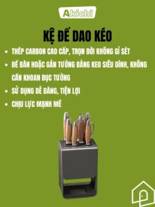Hộp đựng dao AKICHI giá cài dao kéo kệ để dao treo tường thép Carbon chống gỉ có khay hứng nước