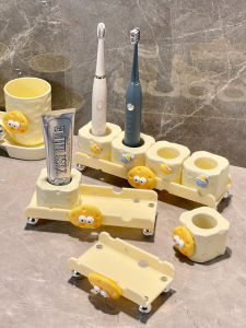 Electric Toothbrush Holder Cream Style Bathroom Accessories Toothpaste Rack Storage Shelf Luxury Design Toothbrush Cup Organizer