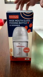 Minitutu Botol Susu Newborn Kaca Busur Lurus Baru Lahir Gaya Yang Sama Botol Bayi untuk 0 ~ 6 + Bulan Bebas BPA Anti-kolik