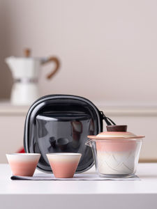 Portable Travel Tea Set for Women Outdoor Ceramic Tea Equipment Storage Bag Quick Guest Cup Tangerine Feng High Aesthetic Value