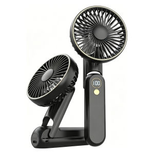 Quạt Treo Cổ Cầm Tay Di Động Có Thể Gập Lại Với Màn Hình Kỹ Thuật Số Pin 3000mAh 5 Tốc Độ Sạc USB Làm Mát Nhỏ Gọn Cho Bàn Làm Việc & Du Lịch