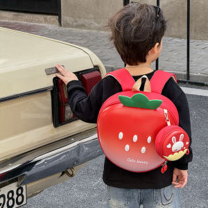 Cute Childrens Backpack Strawberry Shell Cartoon Lightweight School Bag for Boys And Girls Kindergarten Students