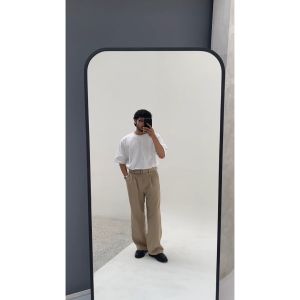 Kasual Celana Cream City Pleated Wide Pant Pria