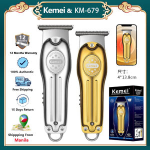 KemeI KM-679 Full Metal Body Hair Clipper Men Adjustable Cordless Hair Clipper Mens 0mm Shaver T-Blade(Gold and Silver)