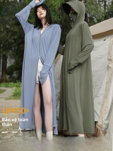 MiiOW | Áo chống nắng dài màu đen có viền rộng chống tia UV cho nữ mùa hè 2025 Áo khoác ngoài chống tia UV toàn thân ngoài trời