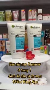 [Hàng Nga] Sữa Rửa Mặt Dạng Gel Garnier Skin Active 3In1 150ml Giảm Mụn Nhờn Mụn Đầu Đen Dành Cho Da Dầu Mụn: