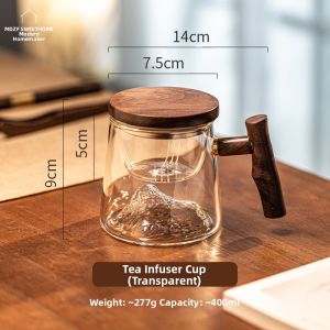 MODERN SWEETHOME | Personal Use Glass Teacup with Tea Water Separation