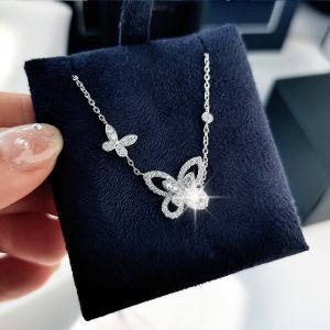 925 Silver Butterfly Necklace Womens Fashion Jewelry Luxury Minimalist Clavicle Chain Sensation Popular Pendant Alloy/Gold Plated