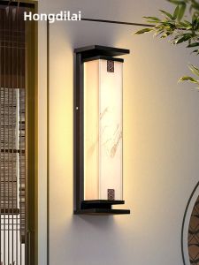 HONGDILAI | Waterproof New Chinese Style Artificial Marble Texture Outdoor Wall Light