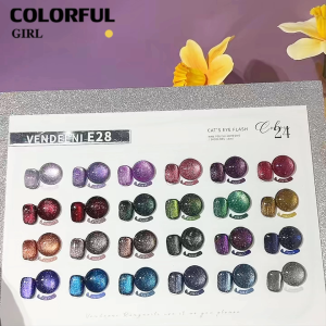 พร้อมส่งในไทย 《 VENDEENI》24สี สีเจลแคทอายประกายเพชรVENDEENI VDN-E28 (แคทอายสูตรนี้มีดีที่กลิตเตอร์! ใส่ผงแฟลชเข้าไป วิบวับขั้นสุด) สีเจลทาเล็บแคทอาย สีลูกแก้วแคทอาย สีลูกแก้ว ส่งไว