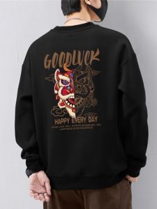 100 บริสุทธิ์ ผ้าฝ้าย คอกลม เสื้อสเว็ตเชิ้ต ผู้ชาย ฤดูใบไม้ร่วง ฤดูหนาว หนาขึ้น ผ้าขนแกะ มีซับใน หลากหลาย เสื้อสเว็ตเชิ้ต อินเทรนด์ สตรีทแวร์