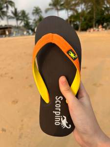 รองเท้าแตะฟองน้ำยางพาราแท้ หูทูโทน ส้ม/เหลือง