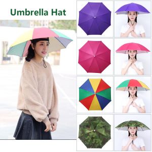 GOLFDIN Windproof Folding Camping Head Wearing Beach Head Hats Umbrella Hat Sunshade Rain Gear