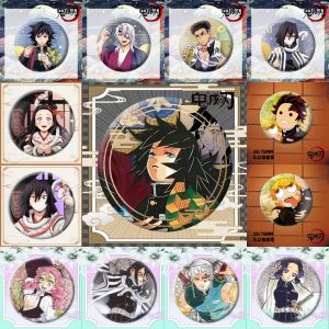 58mm Anime Himejima Gyomei Iguro Obanai Cosplay COSTUME Badge Pin SPTE Tinplate Brooch﻿ Prop Gilf