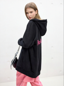 Juicy Couture | Fleece Quilted Zipper Mid-length Hooded Loose Outwear