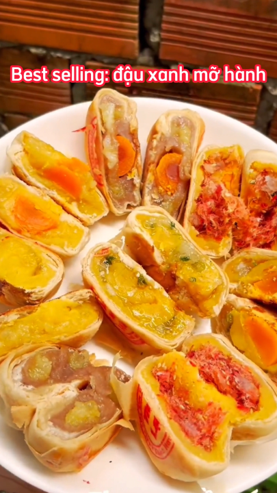 (KHÔNG NGON HOÀN TIỀN) Bánh pía gói giấy nhân đậu xanh mỡ hành, đậu ...