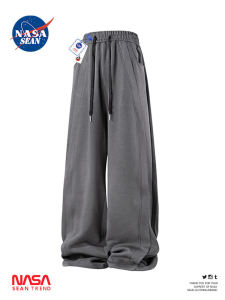 Wassup Panda American Pure Cotton Mens Sporty Casual Pants Summer Trendy Loose Drapey Straight Leg Casual Pants