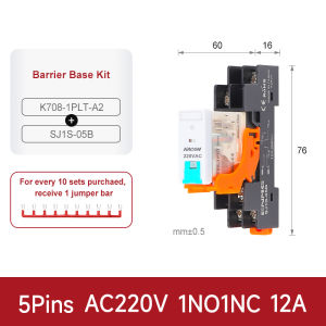 ENMG | K708 Electromagnetic Intermediate Relay Module Mini DIN Rail Mount Solid State SSR with Base AC220V for Industrial Automation C
