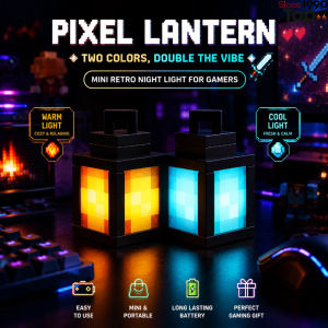 Bandai | Minecraft Lantern Keychain Mini Led Glowing Pixel Model Portable Pendant Backpack Decor Night Light For Game Enthusiasts