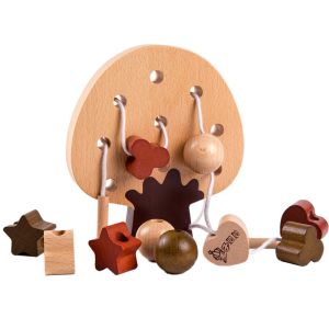 Montessori Wooden Lacing Threading Forest Toys String & Lacing Beads Game Activity Toddler Fine Motor Skills Toy for 18 Months +