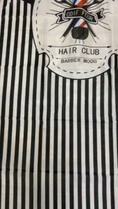 Hair Cape Barber Motif Barber lamp salur hitam putih
