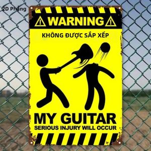 CIFbuy | CIFbuy Nhôm Retro Đừng Chạm Vào Đàn Guitar Của Tôi Biển Hiệu 12x12 Inch Chống Thấm Nước Bền Bỉ Hài Hước Trang Trí Cho Phòng Âm Nhạc Nghệ Thuật Treo Tường