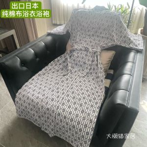 ชุดนอนผ้าฝ้ายแท้ขนาดใหญ่ ชุดคลุมอาบน้ำ ชุดนอนในบ้าน โรงแรมสปา ชาย ฤดูร้อน 2022 ชุดคลุมอาบน้ำผ้าฝ้ายแท้ยาว