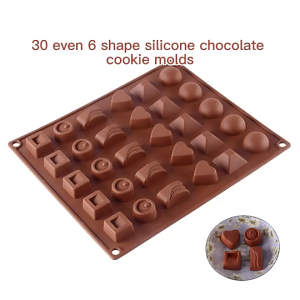 CETAKAN COKLAT AGAR AGAR PUDING DENGAN 6 MOTIF BERANEKA RAGAM CETAKAN SILICONE 30 GRID MOLDS
