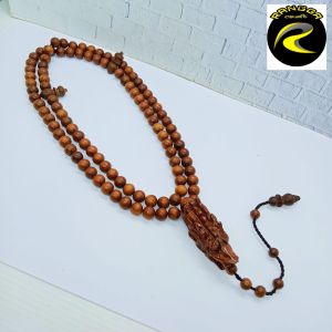 tasbih kayu kelor emas kepala ukir naga S106