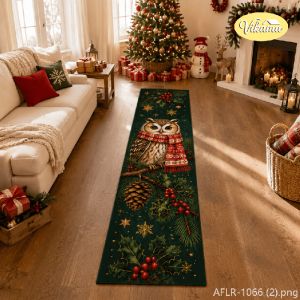 VIKAMA Cartoon Christmas Runner Rug Non-Slip Hallway and Corridor Rug Entryway Christmas Holiday Home Decor Floor Mat
