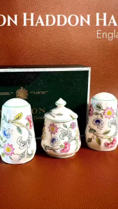 [Hàng Hiệu England] MINTON -  HADDON HALL - Full Set 3 Lọ Đựng Gia Vị Phong Cách Hoàng Gia