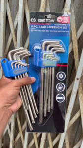 BỘ CHÌA LỤC GIÁC SAO DÀI 9 CÁI CÓ LỖ T10-T50 KINGTONY 20419PR (9 PC. Star L - Wrench Set (Extra Long Type)