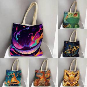 Bandai | Pokemon Absol Storage Bags Tote Bag Travel Summer Beach Shoulder Bag Reusable Grocery Shopping Bag Anime Artwork