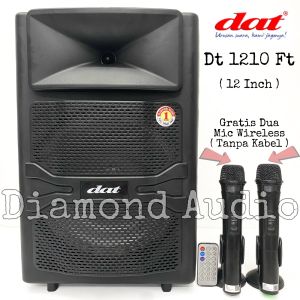 Speaker Portable Dat Dt1210 Ft Usb Bluetooth Original Wireless 12 Inch Dt 1210 Free Dua Mic Wireless Remote ( BISA COD )