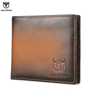BULLCAPTAIN RFID Blocking Mens Leather Wallet Bifold Slim Wallet Multi-card Card Holder ID Wallet QB 05
