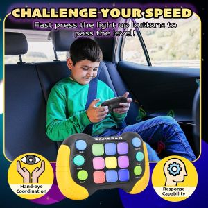 Kids Press & Speed Game Console - 2 Players Battle Quick Push Pop Game toy Sensory Early Learning Toy with 999 Levels & LED Feedback