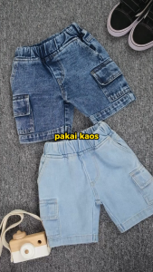 Celana Pendek Denim Anak Cargo Saku Laki Laki Perempuan Usia 1 2 3 4 5 6 7 8 9 10 11 12 Tahun Minimay Maysara